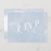 Stustblauw waterverf bruiloft rsvp briefkaart (Voorkant / Achterkant)
