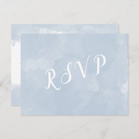 Stustblauw waterverf bruiloft rsvp briefkaart (Voorkant / Achterkant)