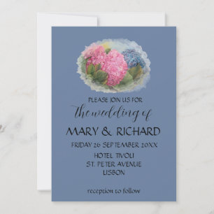 Stustblauwe waterverf Hydrangeas Kaart