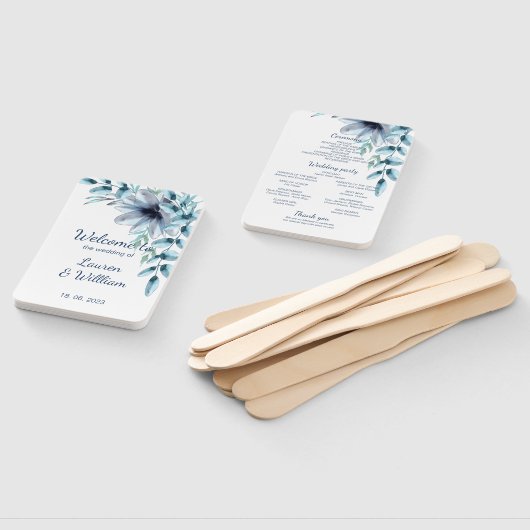 Stustblauwe zeebloem handwaaier (Niet-gemonteerd)