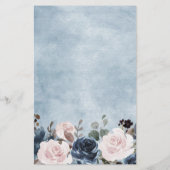 Stusty Blue Blush Pink Floral Wedding Menu (Achterkant)