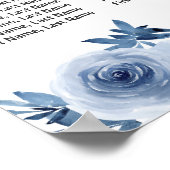 Stusty Blue Bohemian Floral Wedding Seating Chart Poster (Hoek)