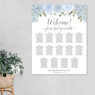 Stusty Blue Boho Floral 14 Tabel Zitkuur Poster