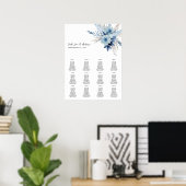 Stusty Blue Boho Floral Seating Chart -12 Poster (Thuiskantoor)