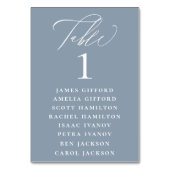 Stusty Blue Calligraphy Seating Chart Kaart (Voorkant)