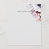 Stusty Blue Coral Floral Script Wedding Menu Budge (Achterkant)