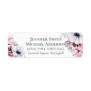 Stusty Blue Coral Floral Weddenschap Etiket