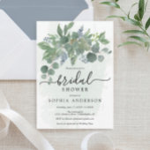 Stusty Blue Eucalyptus Bridal Shower Invitations Kaart