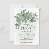 Stusty Blue Eucalyptus Bridal Shower Invitations Kaart (Voorkant)