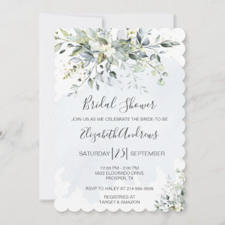 Stusty Blue Eucalyptus Bridal Shower Kaart