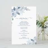 Stusty Blue Floral Menu Kaart (Staand voorkant)