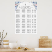 Stusty Blue Floral Seating Chart Poster (Keuken)
