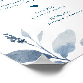 Stusty Blue Floral Weddenschap in liefdevolle Memo Poster (Hoek)
