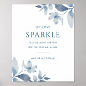 Stusty Blue Floral Weddenschap Sparkler Poster (Voorkant)