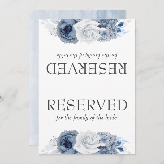 Stusty Blue Flowers Weddenschap Gereserveerd (Voorkant / Achterkant)