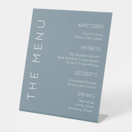 Stusty Blue Menu Sign, Modern Menu Sign Reclamebord Met Voetstuk