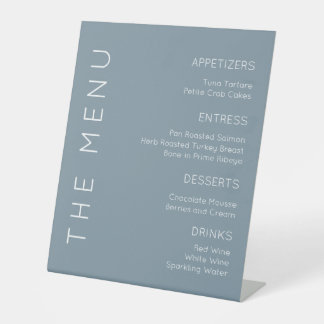 Stusty Blue Menu Sign, Modern Menu Sign Reclamebord Met Voetstuk