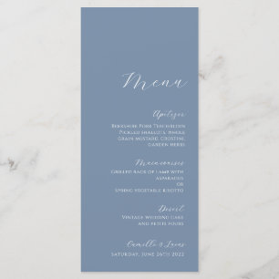 Stusty Blue Minimalist Modern Wedding Menu