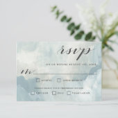 Stusty Blue Modern Abstracte RSVP met bomen (Staand voorkant)