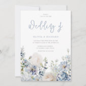 Stusty Blue Modern Floral All Seasons Wedding Kaart (Voorkant)