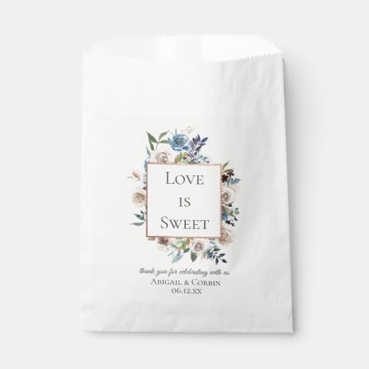 Stusty Blue Neutral Floral Wedding Bedankzakje (Voorkant)