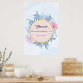 Stusty Blue Waterverf Bar Bat Mitzvah Welkom Poster (Keuken)