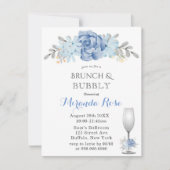 Stusty Blue Waterverf Brunch & Bubble Invites Kaart (Voorkant)