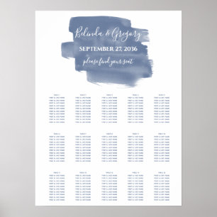 Stusty Blue Waterverf Wedding Seating Chart Poster