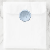 Stusty Blue Wax Seal met monogram ingegraveerd Ini Ronde Sticker (Tas)
