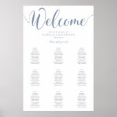 Stusty Blue Wedding Seating Chart Poster (Voorkant)