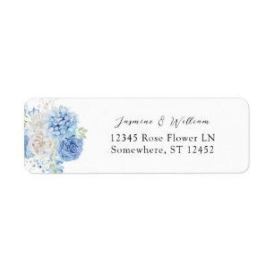 Stusty Blue & White Floral Return Address Label
