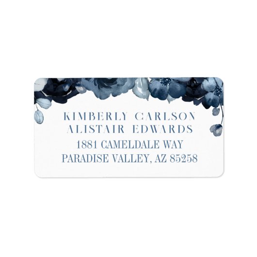 Stusty Navy Blue Silver Wedding Mailing Label (Voorkant)