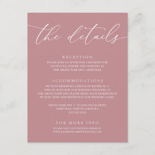 Stusty Roos Moderne minimalistische bruiloft auto Informatiekaartje