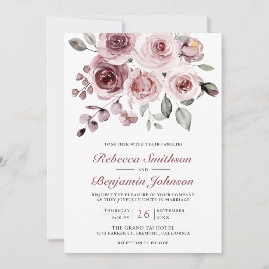 Stusty roze rozen Foto QR Code Weddenschap Kaart (Voorkant)