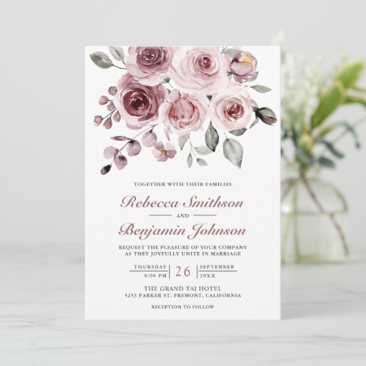 Stusty roze rozen Foto QR Code Weddenschap Kaart (Staand voorkant)