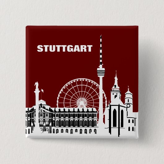 Stuttgar Stadt Skyline - Button / Anstecker / Pin (Voorkant)