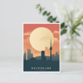 Stuttgart City Germany Retro Skyline Briefkaart (Staand voorkant)