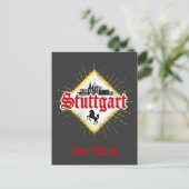 Stuttgart City Germany Retro Skyline Feestdagenkaart (Staand voorkant)