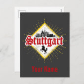 Stuttgart City Germany Retro Skyline Feestdagenkaart (Voorkant / Achterkant)