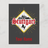Stuttgart City Germany Retro Skyline Feestdagenkaart (Voorkant)