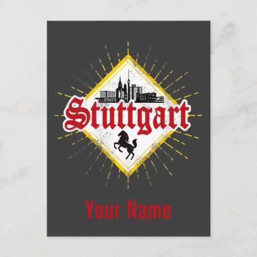 Stuttgart City Germany Retro Skyline Feestdagenkaart (Voorkant)