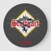 Stuttgart City Germany Retro Skyline Grote Klok (Voorkant)