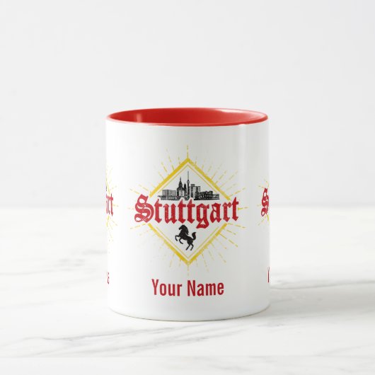 Stuttgart City Germany Retro Skyline  Mok (Midden)