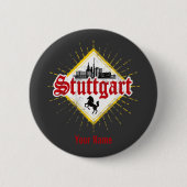 Stuttgart City Germany Retro Skyline  Ronde Button 5,7 Cm (Voorkant)