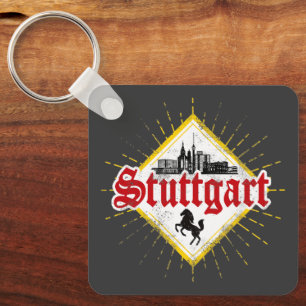Stuttgart City Germany Retro Skyline  Sleutelhanger