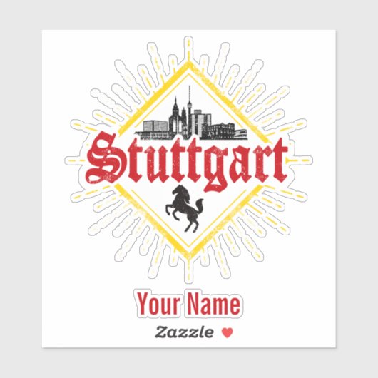 Stuttgart City Germany Retro Skyline Sticker (Vel)
