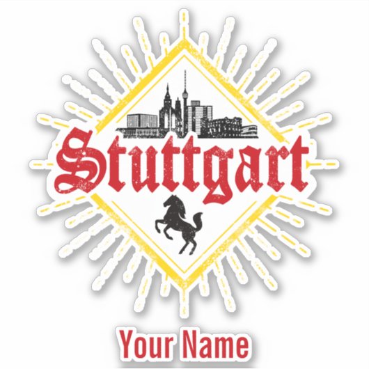 Stuttgart City Germany Retro Skyline Sticker (Voorkant)