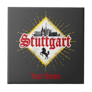 Stuttgart City Germany Retro Skyline Tegeltje