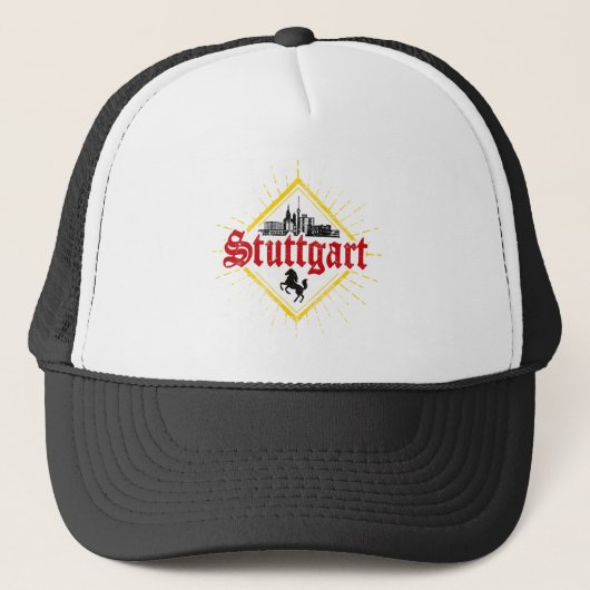 Stuttgart City Germany Retro Skyline  Trucker Pet (Voorkant)