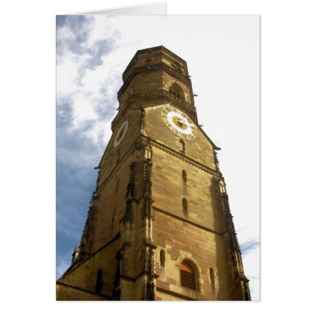 Stuttgart Duitsland Church Clock Bell Tower (Voorkant)